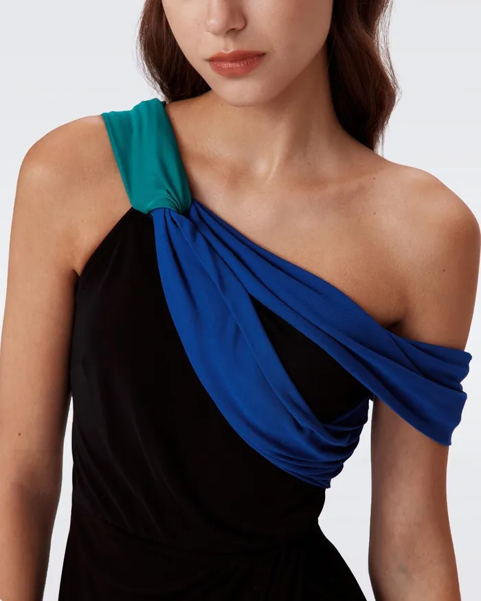 Terin Dress Black And Royal Blue And Emerald Women DVF Dresses