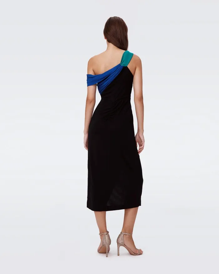 Terin Dress Black And Royal Blue And Emerald Women DVF Dresses