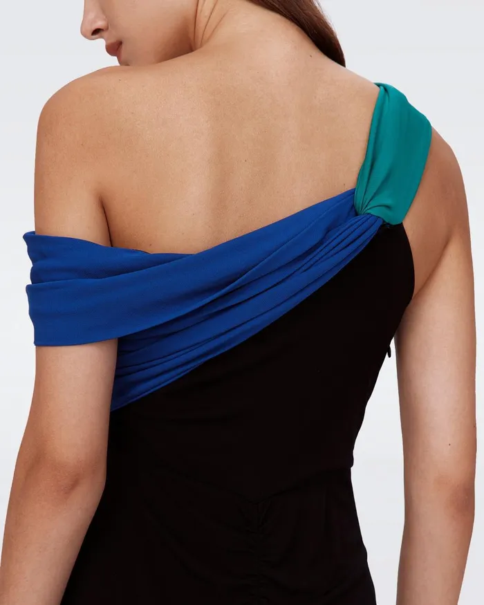 Terin Dress Black And Royal Blue And Emerald Women DVF Dresses