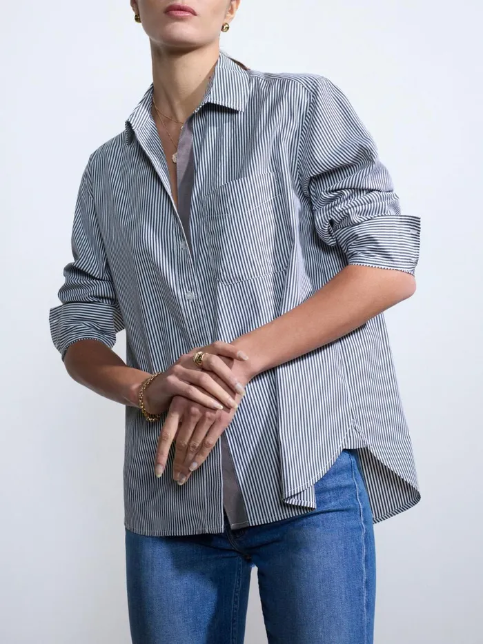 The Everyday Shirt Grey Stripe Women Brochu Walker Tops
