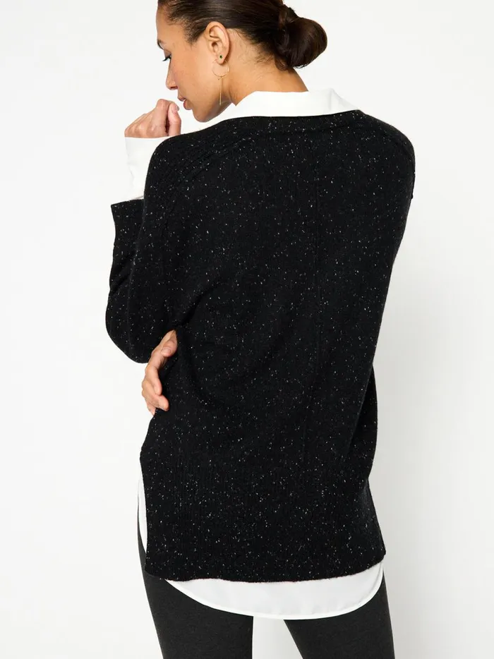 The Looker Layered VNeck Black Multi Women Brochu Walker Sweaters