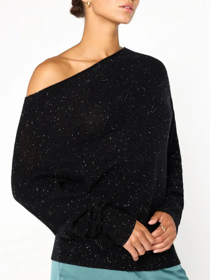 The Lori Off Shoulder Black Multi Women Brochu Walker 100 Cashmere