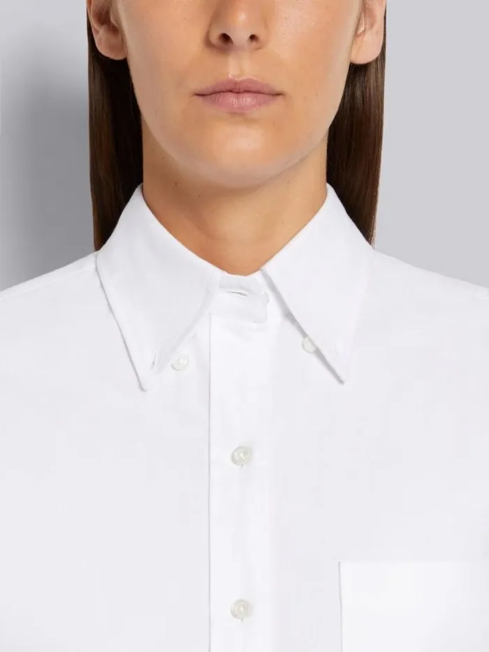 Thom Browne 2ply Fresco High Waisted Aline Below The Knee Shirtdress Navy Women Skirts