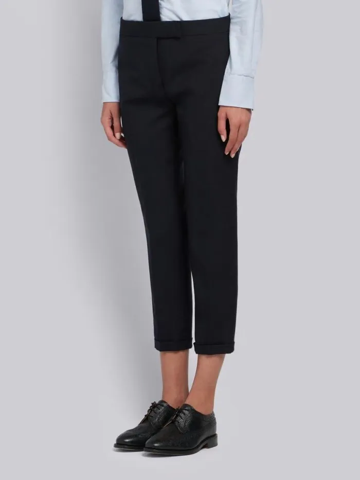 Thom Browne 2ply Wool Fresco Lowrise Skinny Trouser Navy Women Trousers