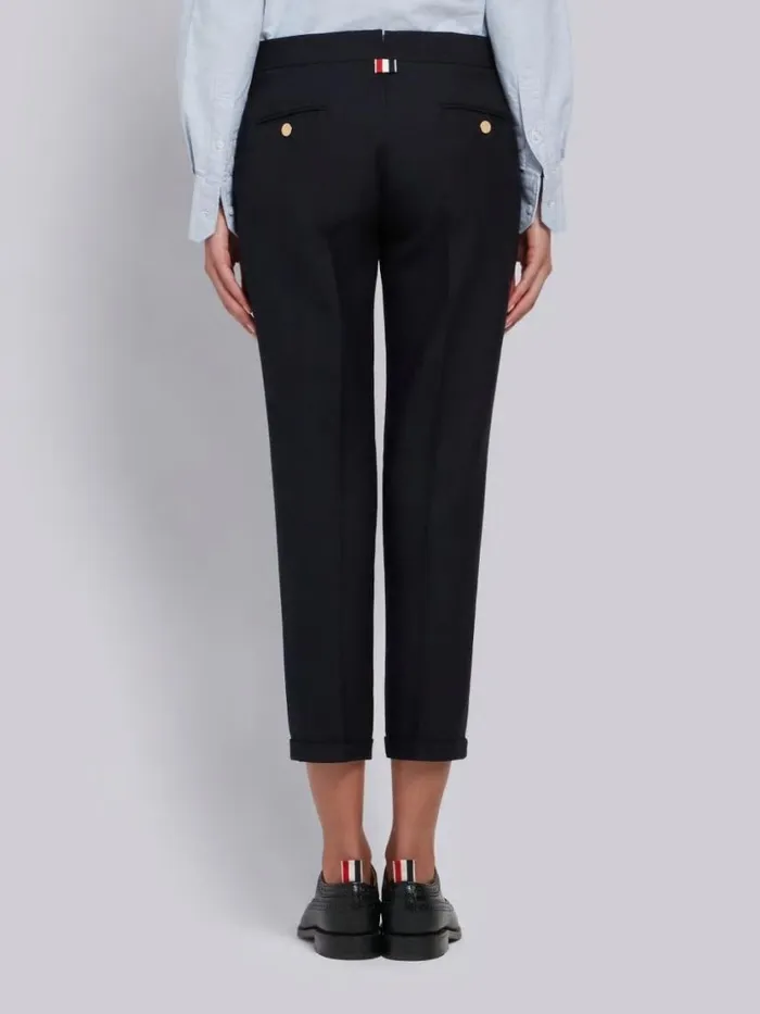 Thom Browne 2ply Wool Fresco Lowrise Skinny Trouser Navy Women Trousers