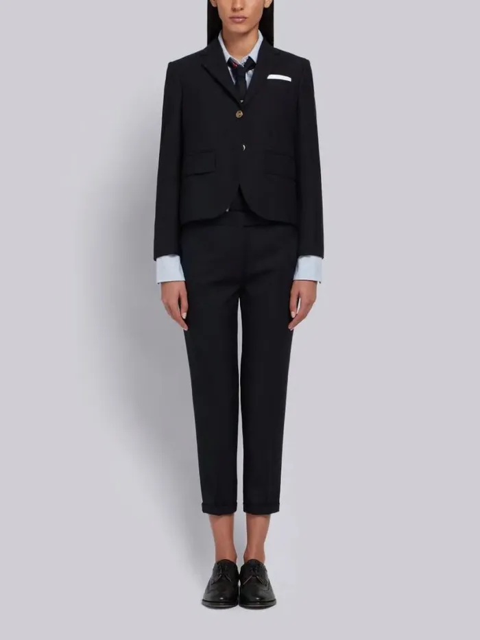 Thom Browne 2ply Wool Fresco Lowrise Skinny Trouser Navy Women Trousers