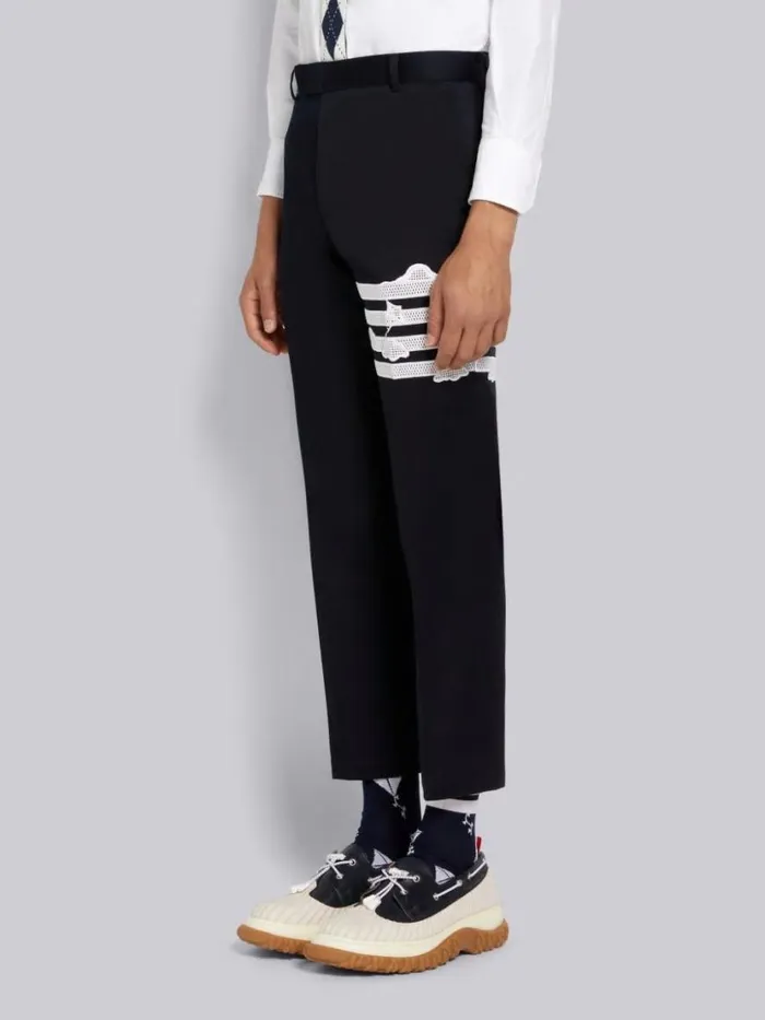 Thom Browne Broderie Anglaise Sky Motif 4bar Unconstructed Chino Trouser Navy Men Trousers