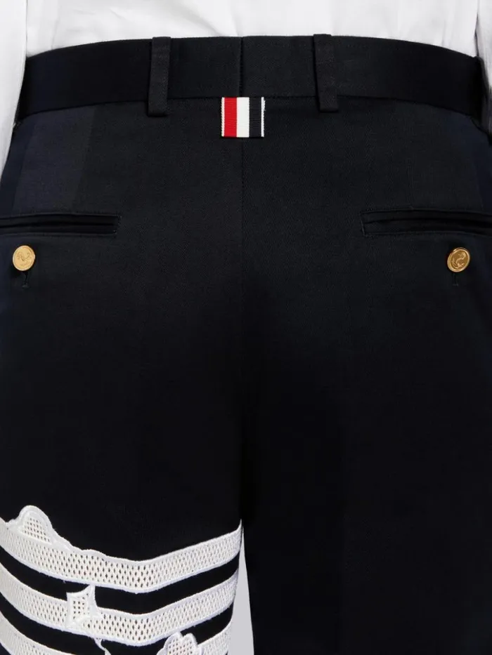 Thom Browne Broderie Anglaise Sky Motif 4bar Unconstructed Chino Trouser Navy Men Trousers