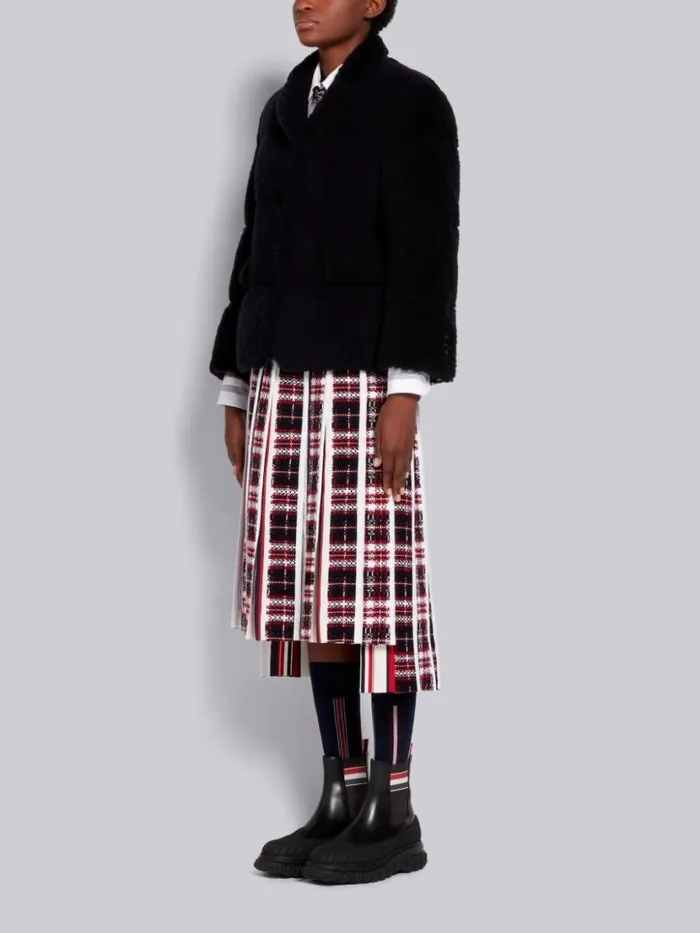 Thom Browne Calf Leather Stripe Rubber Sole Chelsea Duck Boot Black Women Boots