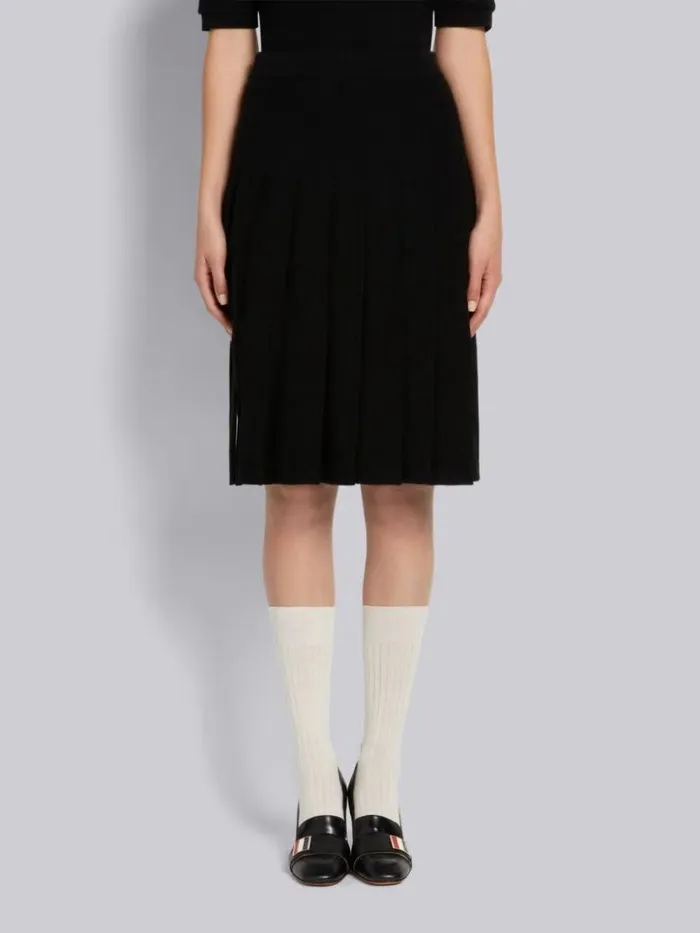 Thom Browne Cashmere Pique Belowtheknee Pleated Skirt Black Women Skirts