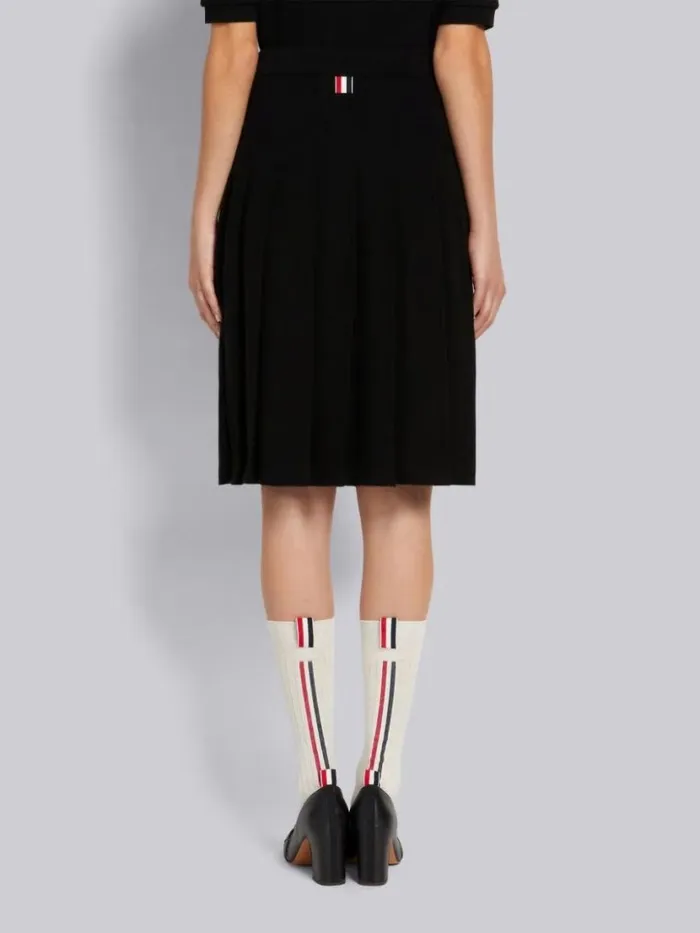 Thom Browne Cashmere Pique Belowtheknee Pleated Skirt Black Women Skirts