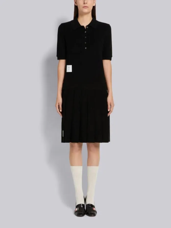 Thom Browne Cashmere Pique Belowtheknee Pleated Skirt Black Women Skirts