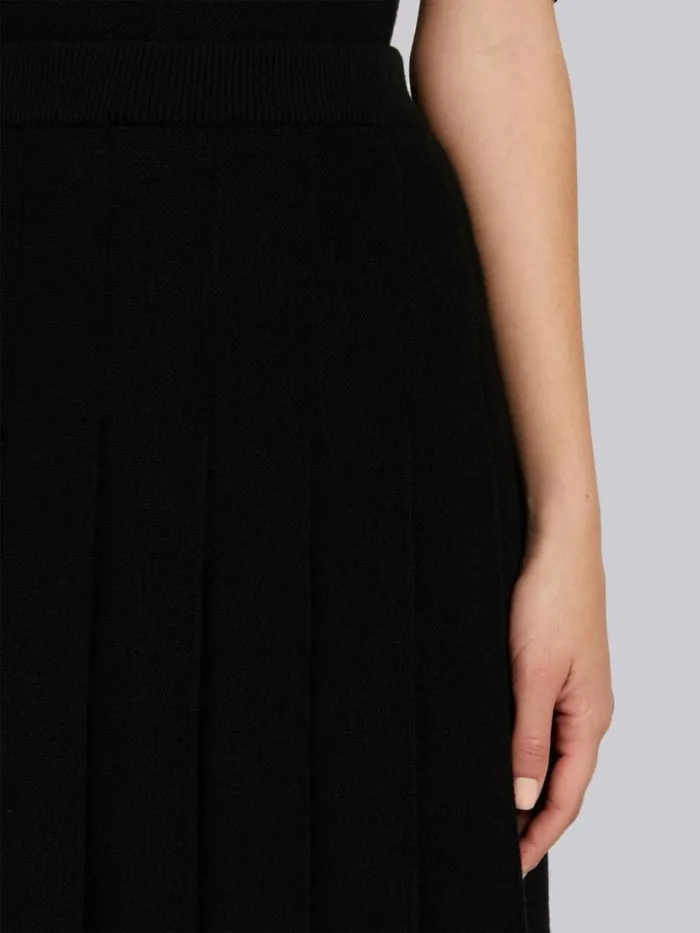 Thom Browne Cashmere Pique Belowtheknee Pleated Skirt Black Women Skirts