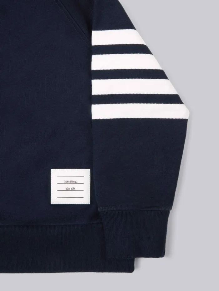 Thom Browne Classic Cotton Loopback Jersey Engineered Raglan Sleeve 4bar Sweatshirt Navy GirlsBoys Sweats And Tshirt Thom Browne Classic Cotton Loopback Jersey Engineered Raglan Sleeve 4bar Sweatshirt Navy GirlsBoys Sweats And Tshirt