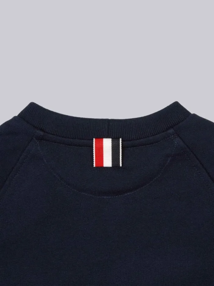 Thom Browne Classic Cotton Loopback Jersey Engineered Raglan Sleeve 4bar Sweatshirt Navy GirlsBoys Sweats And Tshirt Thom Browne Classic Cotton Loopback Jersey Engineered Raglan Sleeve 4bar Sweatshirt Navy GirlsBoys Sweats And Tshirt