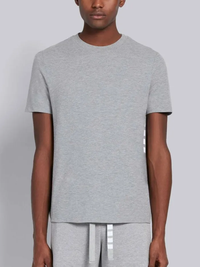 Thom Browne Classic Pique Rib Side Insert 4bar Tshirt Light Grey Men Tshirts and Polos