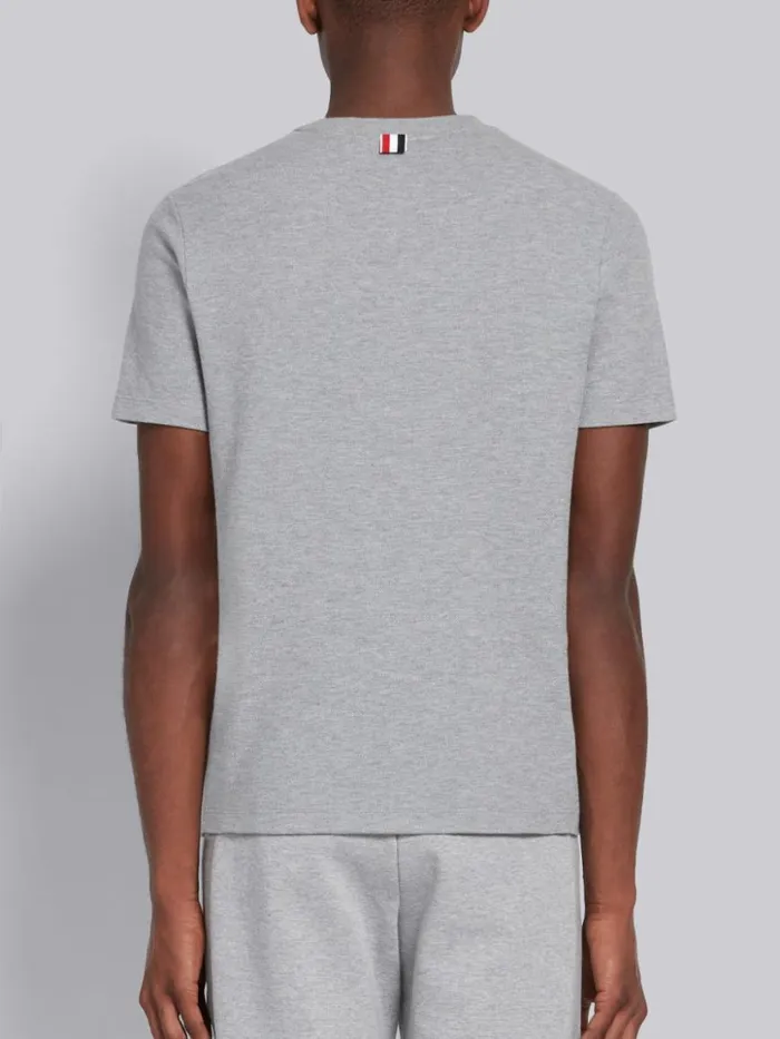 Thom Browne Classic Pique Rib Side Insert 4bar Tshirt Light Grey Men Tshirts and Polos Thom Browne Classic Pique Rib Side Insert 4bar Tshirt Light Grey Men Tshirts and Polos