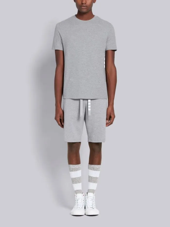 Thom Browne Classic Pique Rib Side Insert 4bar Tshirt Light Grey Men Tshirts and Polos Thom Browne Classic Pique Rib Side Insert 4bar Tshirt Light Grey Men Tshirts and Polos