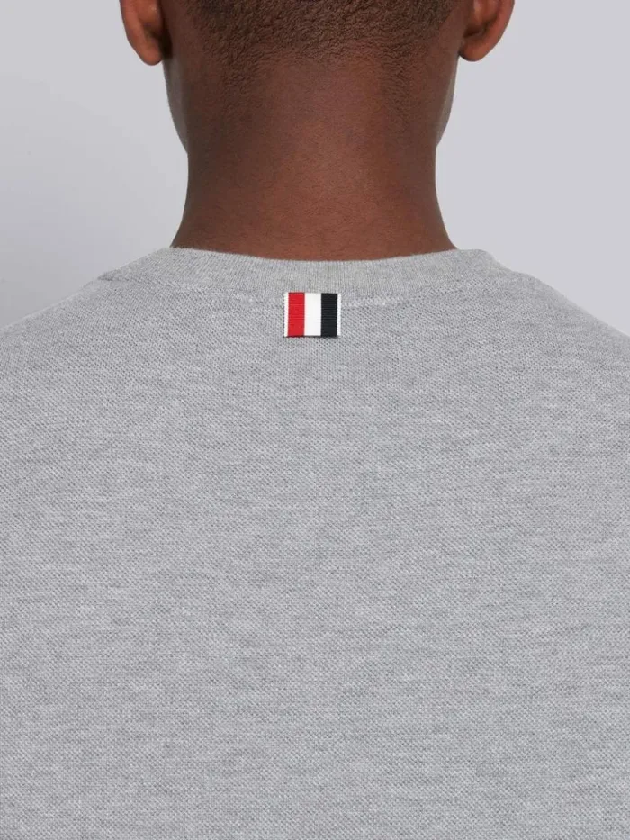 Thom Browne Classic Pique Rib Side Insert 4bar Tshirt Light Grey Men Tshirts and Polos Thom Browne Classic Pique Rib Side Insert 4bar Tshirt Light Grey Men Tshirts and Polos