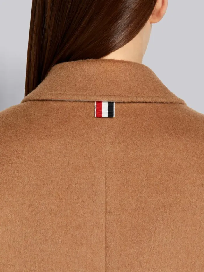 Thom Browne Coat Weight Hair Engineered 4bar Narrow Shoulder Bal Collar Classic Overcoat Camel Women Outerwear