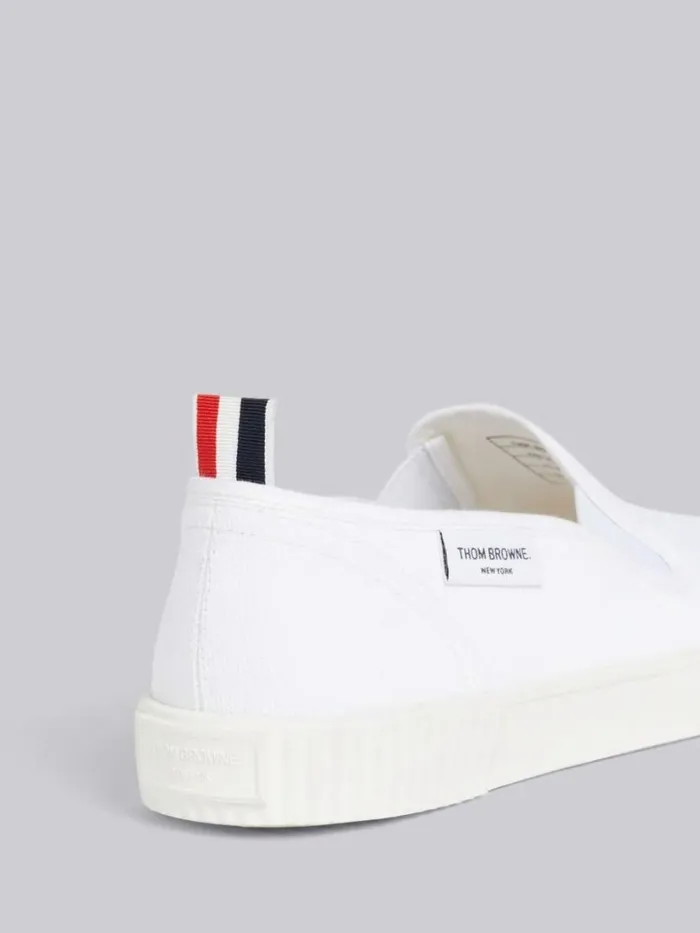 Thom Browne Cotton Canvas Slipon Heritage Trainer White Men Sneakers