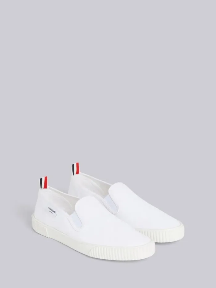Thom Browne Cotton Canvas Slipon Heritage Trainer White Men Sneakers