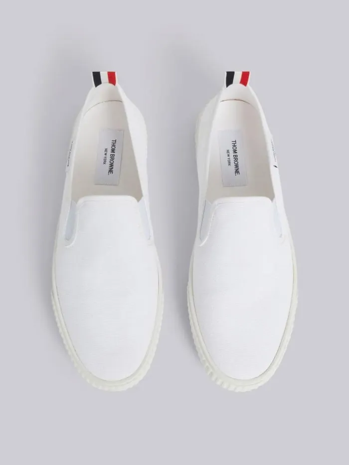 Thom Browne Cotton Canvas Slipon Heritage Trainer White Men Sneakers