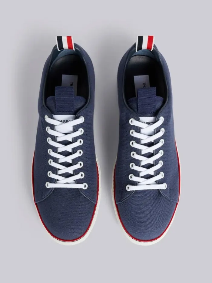 Thom Browne Cotton Canvas Tennis Shoe Navy Men Sneakers