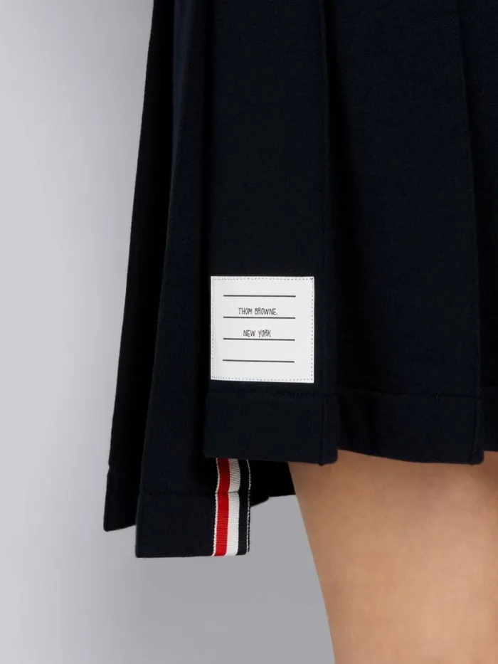 Thom Browne Cotton Loopback Pleated Mini Skirt Navy Women Sweats