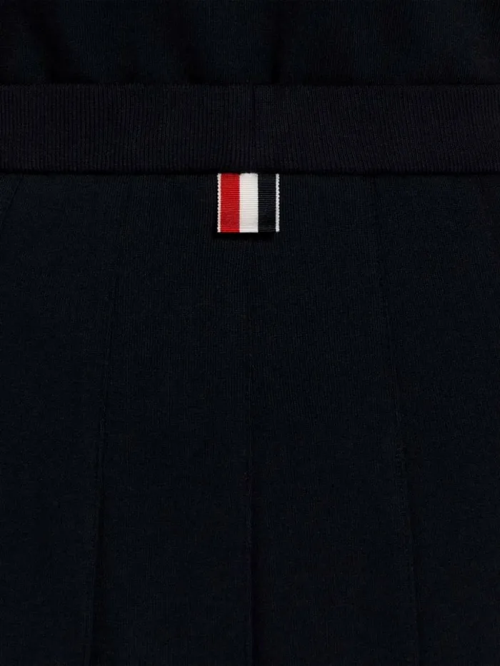 Thom Browne Cotton Loopback Pleated Mini Skirt Navy Women Sweats