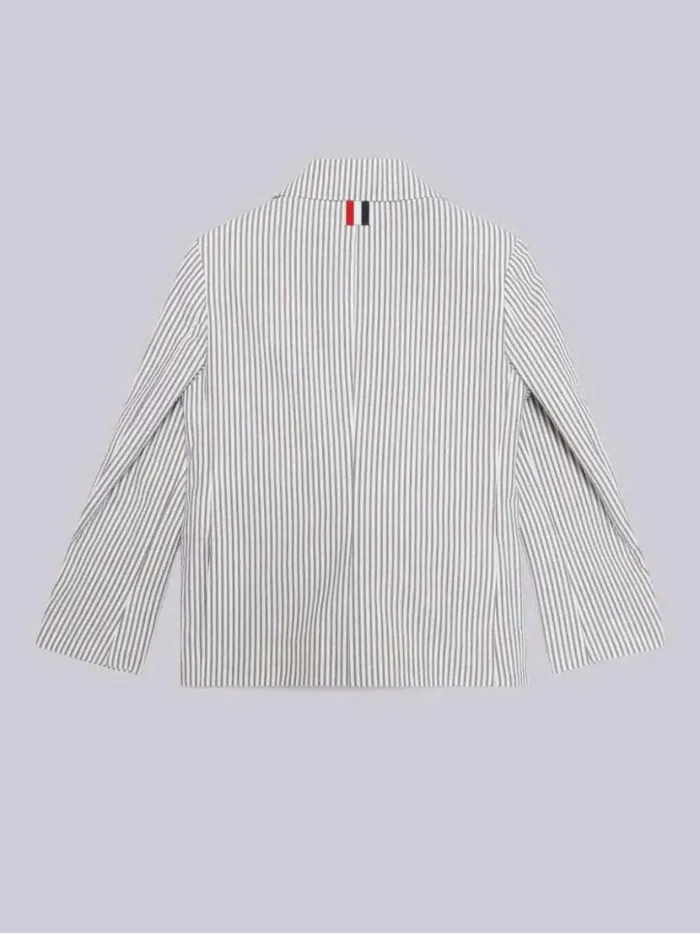 Thom Browne Cotton Seersucker Classic Sport Coat Medium Grey GirlsBoys Jackets And Outerwear
