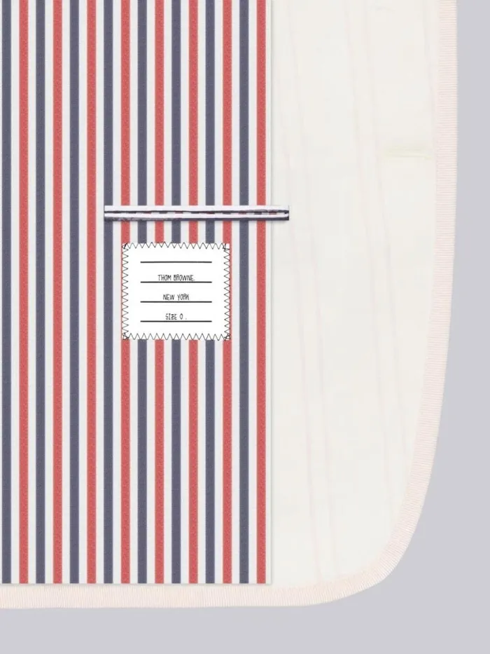 Thom Browne Dual Stripe Twist Yarn Suiting Tipping Single Vent Sport Coat Light Pink Men Jackets and Suiting