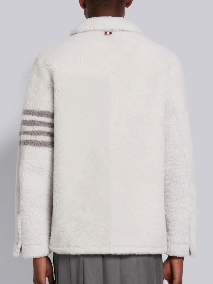 Thom Browne Dyed Shearling Round Collar 4bar Sack Jacket White Men Outerwear