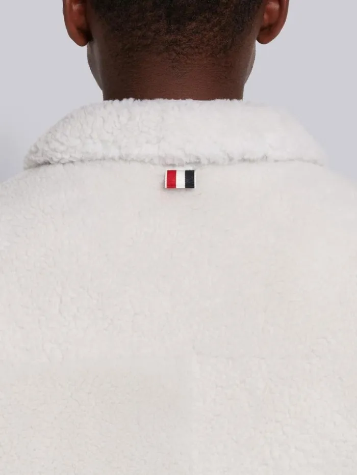Thom Browne Dyed Shearling Round Collar 4bar Sack Jacket White Men Outerwear