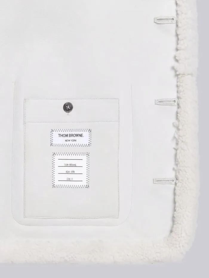 Thom Browne Dyed Shearling Round Collar 4bar Sack Jacket White Men Outerwear