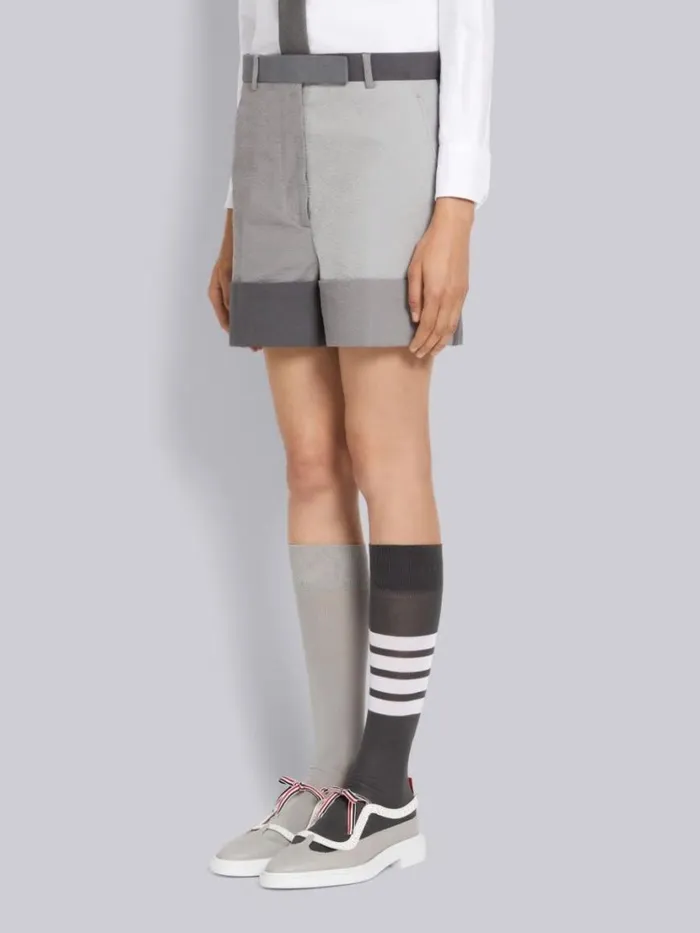 Thom Browne Funmix Cotton Seersucker Sack Short Silver Women Skirts