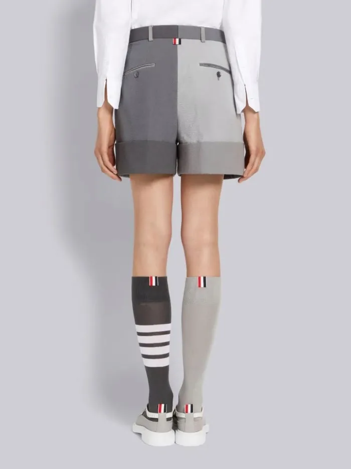 Thom Browne Funmix Cotton Seersucker Sack Short Silver Women Skirts