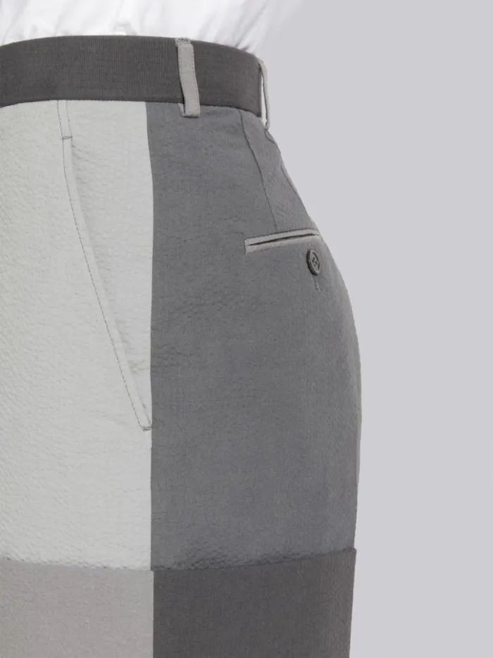 Thom Browne Funmix Cotton Seersucker Sack Short Silver Women Skirts