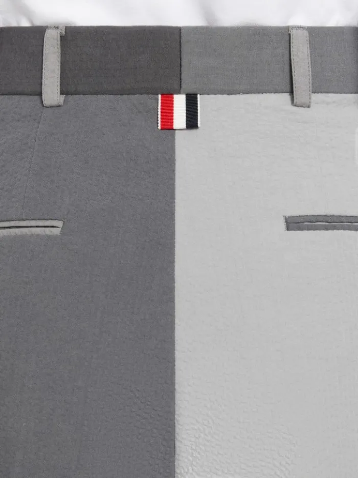 Thom Browne Funmix Cotton Seersucker Sack Short Silver Women Skirts