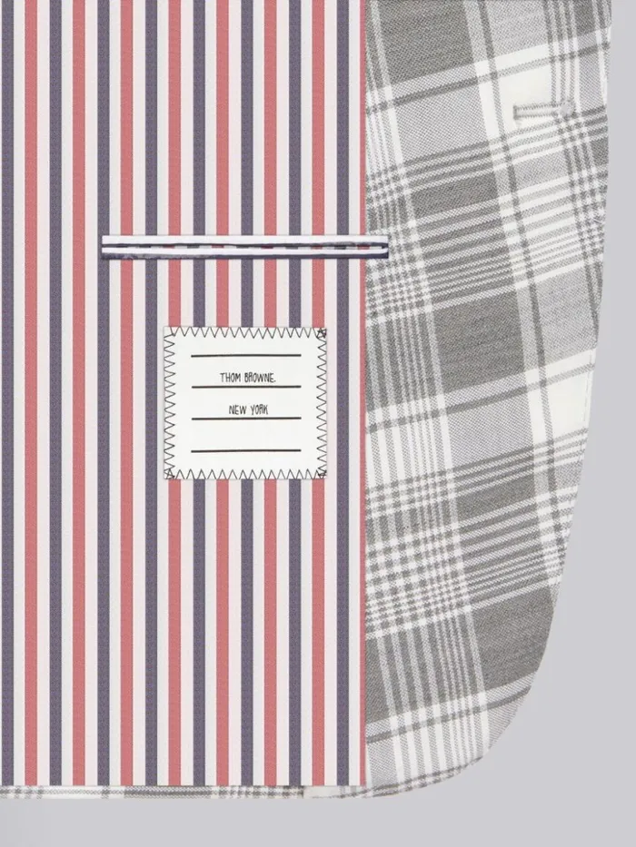 Thom Browne Hairline Madras Check Classic Jacket Medium Grey Men Jackets and Suiting