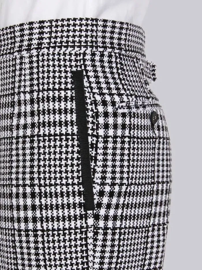 Thom Browne Large Gingham Summer Tweed Backstrap Bermuda Short Black And White Women Trousers