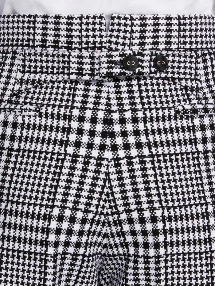 Thom Browne Large Gingham Summer Tweed Backstrap Bermuda Short Black And White Women Trousers