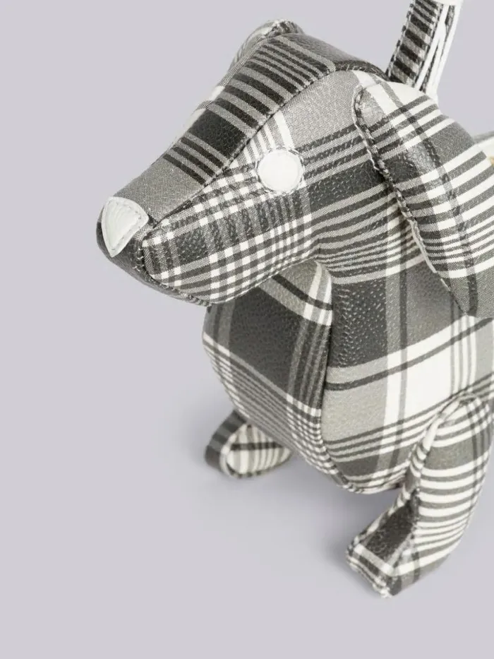 Thom Browne Madras Print Caviar Leather Hector Baguette Shoulder Bag Black And White Women Crossbody Bags