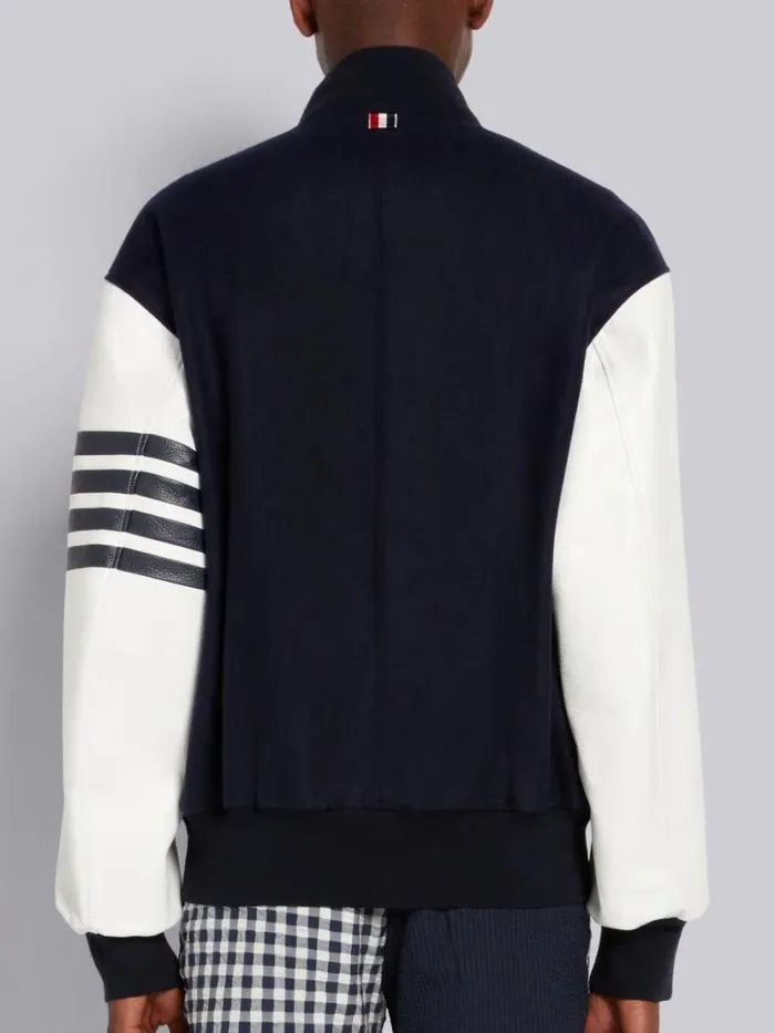 Thom Browne Melton Wool 4bar Oversized Blouson Jacket Navy Men Outerwear