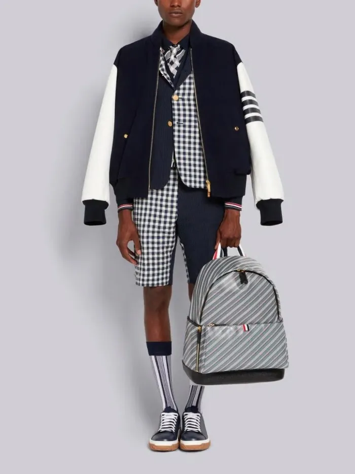 Thom Browne Melton Wool 4bar Oversized Blouson Jacket Navy Men Outerwear