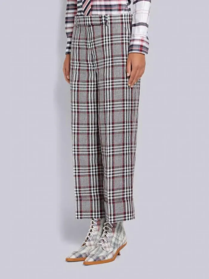 Thom Browne Multicolor Gingham Crispy Linen Sack Trouser Rwbwht Women Trousers