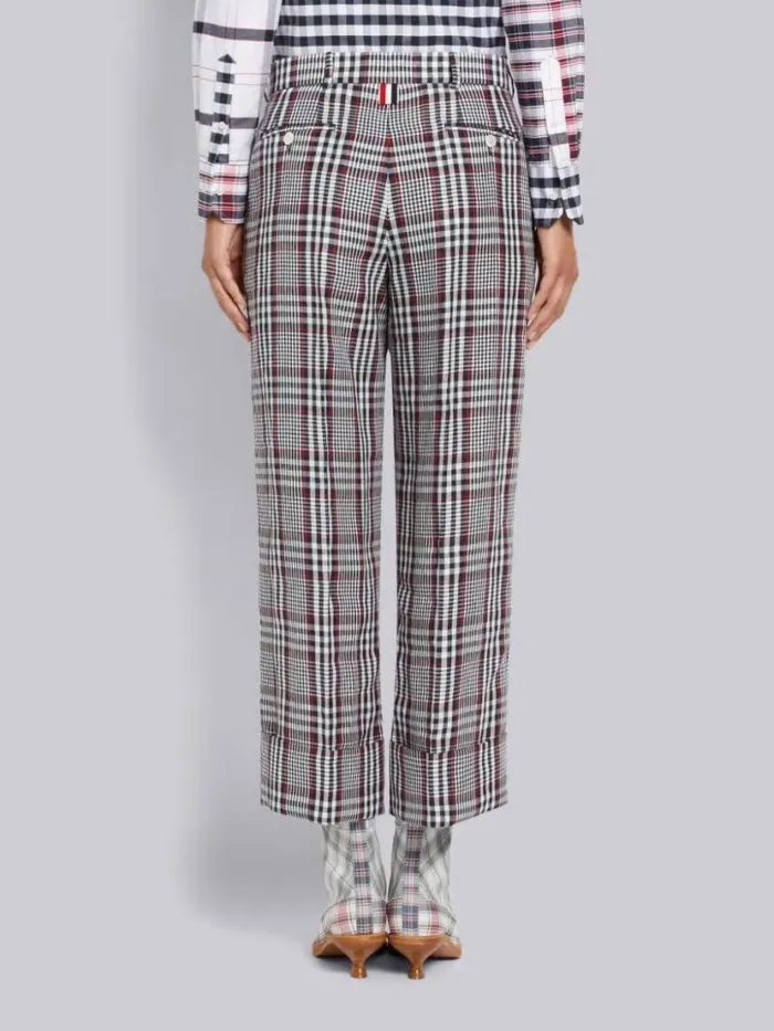 Thom Browne Multicolor Gingham Crispy Linen Sack Trouser Rwbwht Women Trousers
