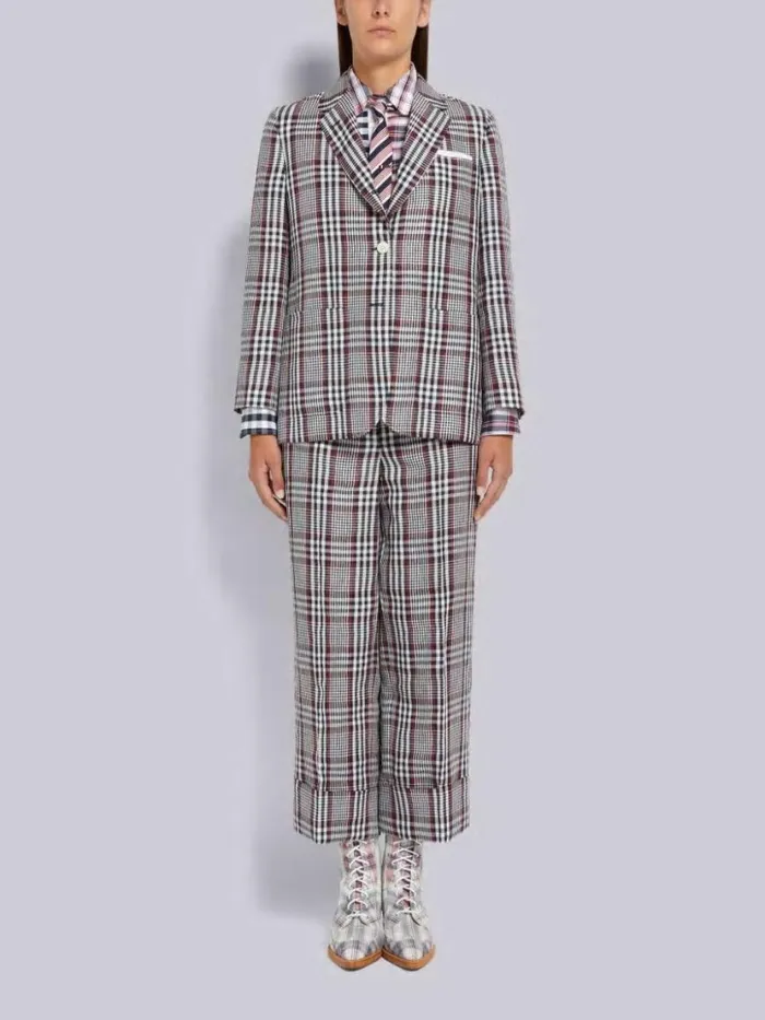 Thom Browne Multicolor Gingham Crispy Linen Sack Trouser Rwbwht Women Trousers