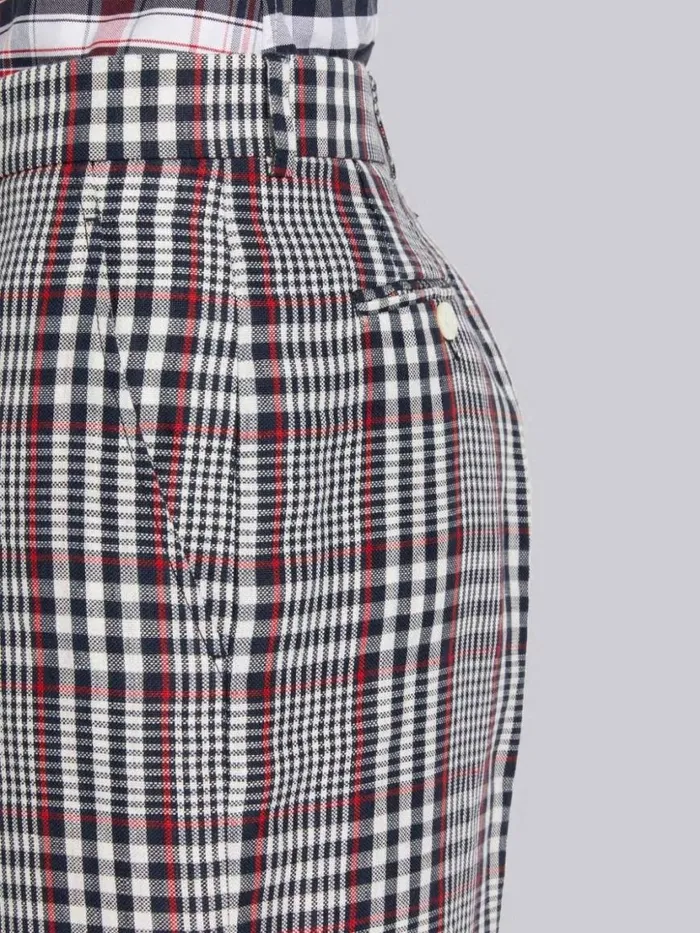Thom Browne Multicolor Gingham Crispy Linen Sack Trouser Rwbwht Women Trousers