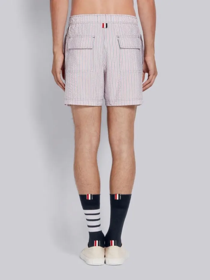 Thom Browne Multicolor Polynylon Seersucker Drawcord Waist Swim Short Rwbwht Men Swimwear